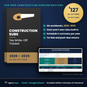 Construction Subcontractor Tax Write-Off Tracker – Prior Year