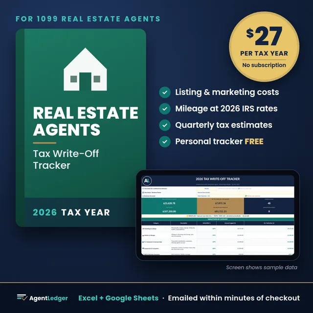 Real Estate Agent Tax Write-Off Tracker, 2026 tax year